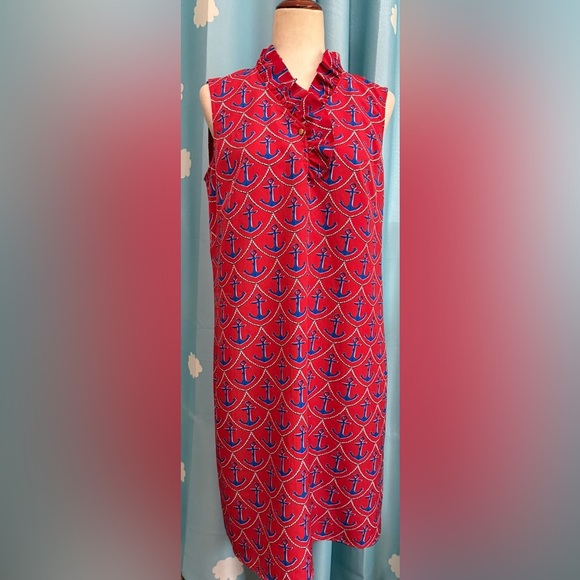 Talbots- anchor nautical ruffle dress- 10 - Picture 2 of 7